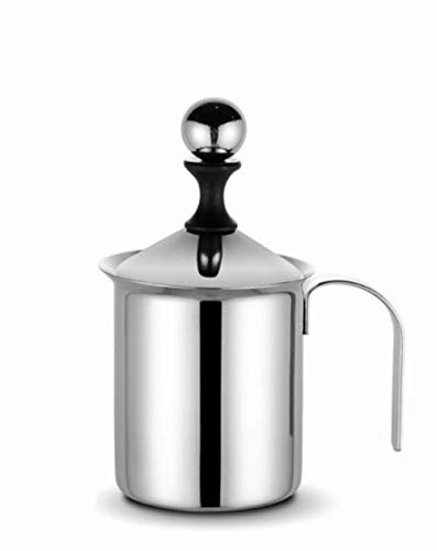 ZHZXBDGQ Manual Milk Frother, Stainless Steel Milk Foamer Maker, Double Mesh Coffee Foamer Creamer Blender Whisk Milk Creamer for Latte, Hot Chocolate Cappuccino -800ml