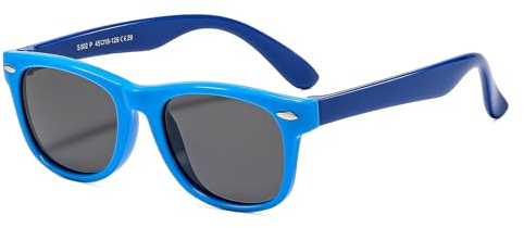 Suertree Occhiali da sole per bambini in silicone polarizzati occhiali da sole per bambini Square flessibili anti UV400 occhiali per ragazzi e ragazze per 3-12 anni, Blu, Kindergroesse
