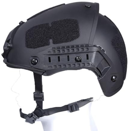 Casque avec Rails De Guidage Mousse À Mémoire De Forme Et Base Adaptatrice Multifonction Équipement Tactique Extérieur Casques Réglables pour Les Sports De Plein Air CS(BK)