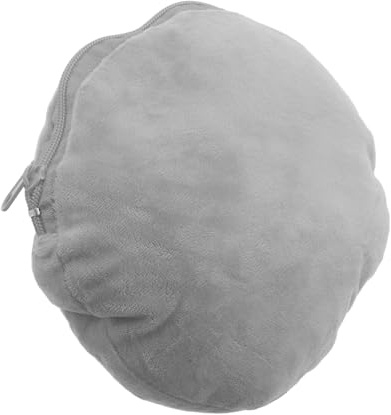 TOBBOMEY Housse Chauffe-mains Ronde en Peluche Grise 20 Cm Fermeture Éclair, Manchon Anti-brûlure et Anti-peluches, Pochette Isotherme Isolante pour Bouillotte, Usage Hiver Domicile