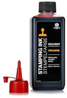 1000 ml Solvent Stempelfarbe orange, auf Lösemittelbasis für nichtsaugende und nichtporöse Untergründe, lasierend
