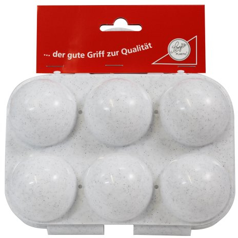 Huevos portador de 6 enchufes de plástico Huevos Huevera transporte Depósito de huevos Transcend port Depósito Huevera Huevos Caja, plástico, granit-weiß, 16 x 10 x 8 cm