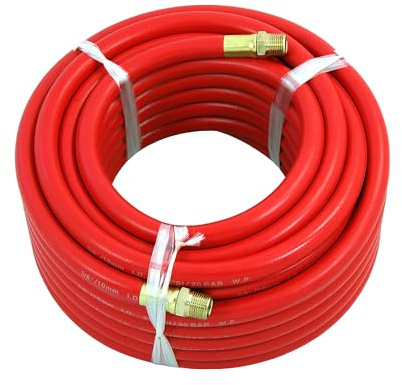 Neilsen CT0003-3/8in x 50ft Rubber Air Hose | 300 PSI Working Pressure | Brass BSP Fittings | Flexible Heavy-Duty Hose for Air Compressor Applications
