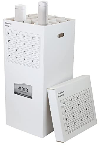 Adir Cardboard Roll File Storage Organizer - Vertical File Sorter - Blueprint, Poster, Plans, Gift Wrap, And Map Holder Station-16 Slots (for Rolls up to 37 Inches Long)