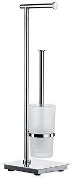Smedbo Outline Lite WC Rollenhalter und Bürste von Edelstahl poliert/mattiertes Glas, Silber/Weiß