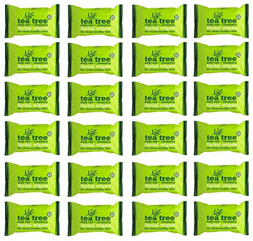 Tea Tree Daily Use Cleansing Facial Face Make Up Wipes (24 x 25 Packs)