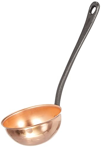 Baumalu - Kupferlöffel 29,5 x 11 x 8,5 cm - Praktisches Küchenutensil mit Gusseisen-Griff, Ergonomisches Design, Ideal für Saucen und Suppen, 2 Jahre Garantie
