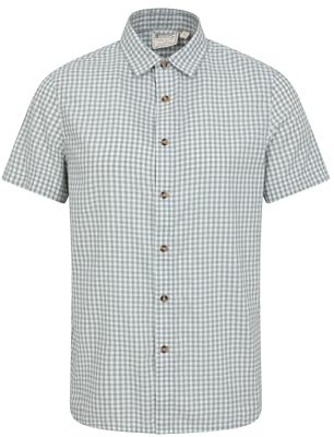 Mountain Warehouse Weekender Short Sleeved Mens Shirt - 100% Cotton Shirt, Lightweight Casual Shirt, Breathable, Comfortable Top - for Walking, Camping & Travel Green L