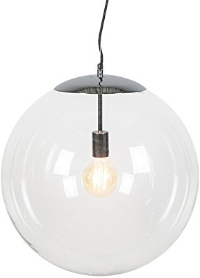 Qazqa - Modern Skandinavische Hängelampe I Pendellampe I Pendelleuchte Chrom mit Klarglas - Ball 50 I Wohnzimmer I Schlafzimmer - Kugel I Kugelförmig - LED geeignet E27