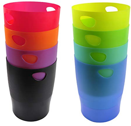 Exacompta - Ref 45399D - Ecobin Waste Paper Bin- 263 x 263 x 335mm in Size, Large Waste Capacity of 15 Litres, Easy Clean Interior - Assorted Translucent Colours (Pack of 8)