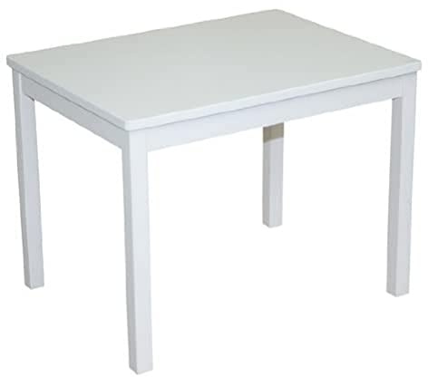 robaMesa de niños, en madera lacada en blanco con pinturas no toxicas, mesa de cantos redondeados, idónea para las referencias 50865 (banco), y (50875) silla. Dimensiones de la mesa AxAxP: 51x66x50cm.