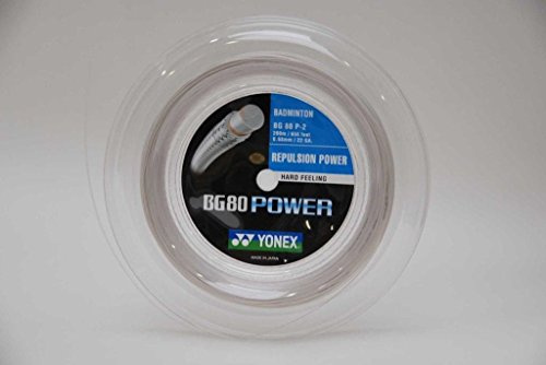 YONEX BG80 Power Badminton String - 200m Reel, Color- White