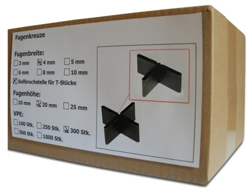 Sanpro Lot de 300 croisillons pour joints Largeur 4 mm Hauteur 20 mm