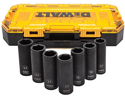 DEWALT DWMT74737 Tough Box 7PC mm 1/2 Deep Drive Impact Socket Set