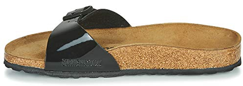 BIRKENSTOCK Classic Madrid Birko-Flor, Damen Pantoletten, Gr.-39 EU,Schwarz (Schwarz Lack)