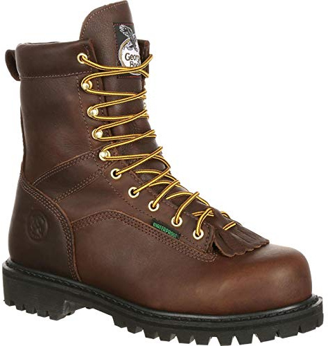 Georgia Boot Lace-to-Toe Steel Toe Waterproof Work Boot, Chocolate, Size 10(M)