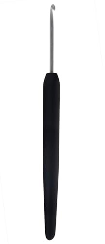 KnitPro Silver Aluminum Single-Ended Crochet Hook with Black Soft Handle | US Size G (4 mm)