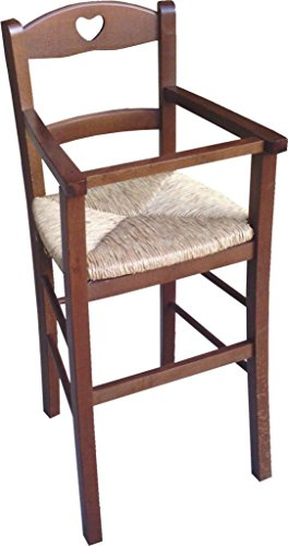 Costruzioni Sedie - Chaise haute en noyer pour bébé avec protection - assise en paille