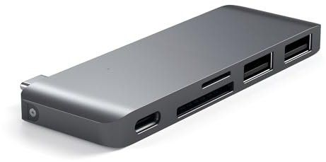 SATECHI 5-in-1 USB-C Kombi Hub, Aluminium Multiport Adapter mit 2X USB-A 3.0, Micro-/SD Kartenleser, Dongle-Design – Für MacBook Air & Pro, Chromebook, Surface, Windows und mehr – Space Grau