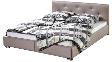 Maintal Polsterbett Kristall, 160 x 200 cm, Kunstleder, Bonellfederkern Matratze H2, taupe