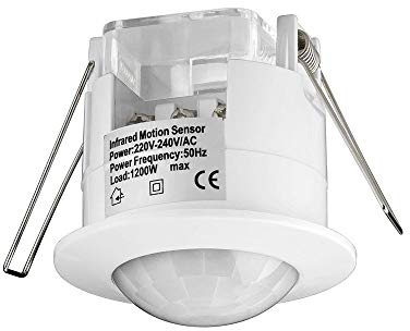 Goobay 95173 Infrarot Bewegungsmelder für Innen IP20, 360° PIR Sensor für LED Deckenleuchte Melder Decke Unterputz Montage 6 m Reichweite, Weiß