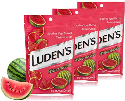 Luden's Watermelon Cough Throat Drops, Pectin Lozenge/Oral Demulcent, 25-Count Per Pack (3-Packs Total)