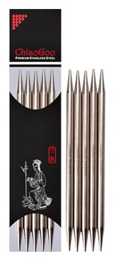 ChiaoGoo 8-Inch Double Point Stainless Steel Knitting Needles, 0/2mm