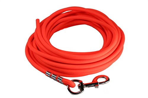 LENNIE Wasserfeste Schleppleine für große Hunde, Made in Germany, Easycare rund, 5m 10m 15m Hundeleine ohne Handschlaufe, Neon-Orange [Ø 8mm (ab 15kg), 10m]