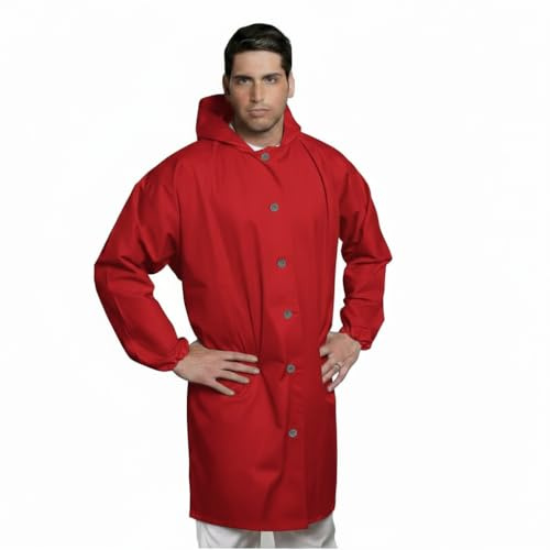 Blouse de travail pour homme avec capuche rétractable, pour boucherie et transport de viandes, différentes couleurs, fabriquée en Italie, rouge, Taille Unique