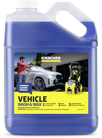 Kärcher Vehicle Wash and Wax, Pressure Washer Detergent, Cleans Cars, Bikes, Trucks, Boats and More, Highly Concentrated, Makes up to 20 gal of Cleaner