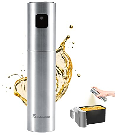 MasterPRO Foodies - Ölspray - 100 ml Kapazitätsspray und 4x17,5 cm - Hergestellt in Edelstahl - ideal für Luftbraten - Homogenes Ergebnis