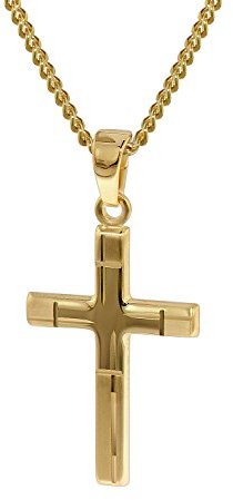 trendor Kreuz-Anhänger Gold 333 mit goldplattierter Halskette Damen-Kette 35751-42 42 cm
