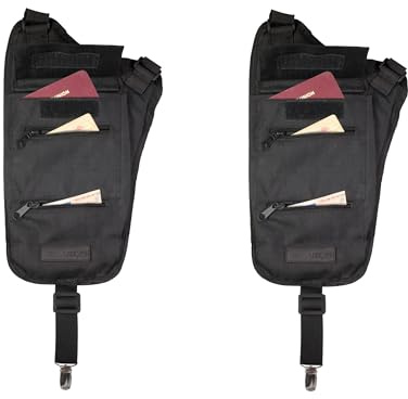 Body-Safe Security Bag, 2 x Long Design in Economy Set - The Perfect Pair Set for Travel, Outdoor, Festival, black, Länge ca. 21 cm Breite ca. 13 cm, Worn like a weapon holster