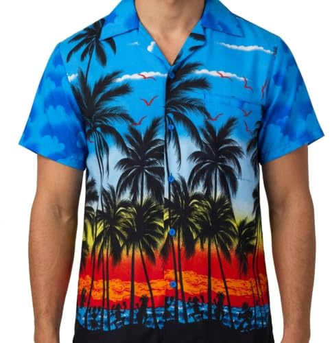 Camicia Hawaiana Uomo a Maniche Corte, Maglietta Hawaiian Shirt – Camicia Casual Maglietta Hawai – Camiciotto da Uomo Hawaiana Vestito Festa Camiciotto Estivo Addio al Celibato o Addio al Nubilato