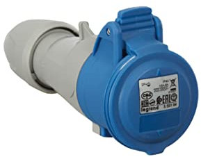 LEGRAND, CEE-Kupplung, 16A blau 3-polig (2P+PE), 6h (230V/16A), Schutzart IP44, IK09, 090105