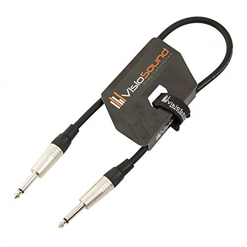 VisioSound Guitar Lead 6.35mm Mono Jack to Jack/Instrument Cable/Patch Lead / 6 Colours 0.5m Black
