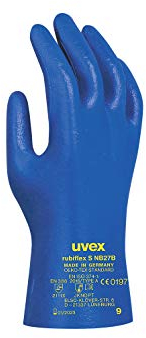 Guante de protección para manipulación de productos químicos uvex rubiflex talla 9
