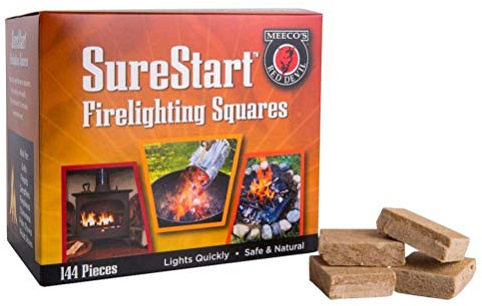 Meeco's Red Devil 419 SureStart Firelighting Squares (Pack of 144) - Quick & Easy Fire Starters for Fireplaces, Wood Stoves, Campfires & Grills - Burns 8-12 Minutes, Even When Wet - Made in Germany