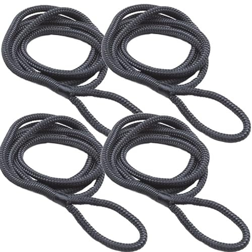 4 Stück Fenderleinen mit Auge 10 mm Bootsfender Fender schwarz