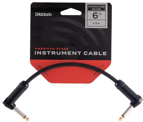 D'Addario Guitar Cable - Guitar Patch Cable - Geo Tip Technology - Shielded for Noise Reduction - 6 Inch/0.15 Meters - Right Angle Ends - 1 Pack