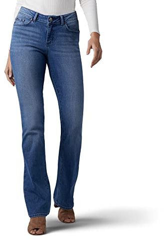 LEE Women's Modern Series Curvy Fit Bootcut Jean with Hidden Pocket, Majestic, 14