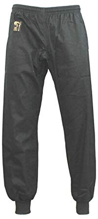 S.B.J - Sportland Baumwollhose/Kampfsporthose/Judohose/Karatehose/Wushu Hose schwarz mit Bündchen, 190 cm