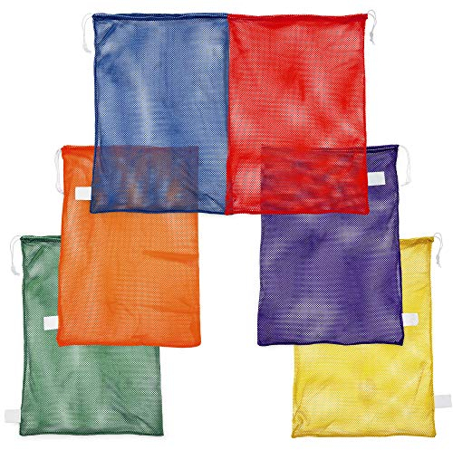 Champion Sports Netztasche für Sportausrüstung, 6 Stück, 61 x 91,4 cm, Mehrzwecktasche mit Kordelzug aus Nylon mit Schloss und ID-Tag, für Bälle, Schwimmausrüstung, Wäsche, Spielzeug – atmungsaktiver