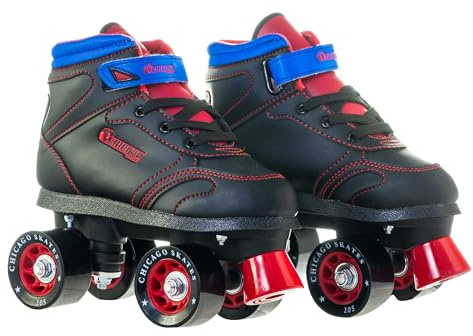 Chicago Sidewalk Roller Skates – Durable, Top Performance Indoor/Outdoor Use Skate Shoes for Girls & Boys, High-Top Boot Safety Youth Quad Skates, 60mm PU Wheels, Adjustable Chassis & Trucks