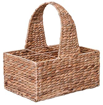 VIVANNO Stella Porte-Bouteilles en Jacinthe d'eau - Panier à Bouteilles tressé naturellement, 6 Bouteilles, 39x36x26 cm, poignée de Transport