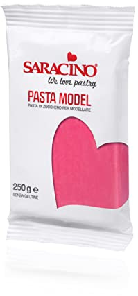 Saracino Pâte à Sucre Model Fuchsia à Modeler de 250 g sans Gluten Made in Italy