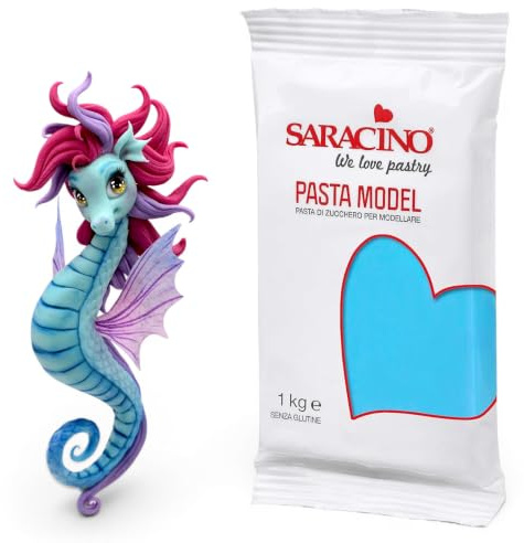 Saracino Sugar Paste Model Sky Blue Modelling Paste 1 kg Gluten Free Made in Italy