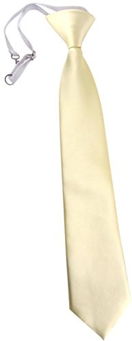 TigerTie barnslips enfärgad enfärgad – slips förbunden med elastiskt band, Beige kräm, ca. Länge 37 cm (incl. Knoten), Breite 7 cm