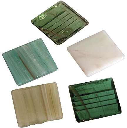 Rayher Glas-Mosaiksteine ArtDecor Deluxe, Mischung Grün-Töne, Form quadratisch 2 x 2 cm, Eimer 500 g (ca. 160 Stück), Glasmosaik, Glassteine, 1453413, Dunkelgrün