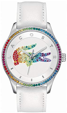 Lacoste Analog Quarzuhr für Damen Kollektion Victoria mit Weisses Lederarmband - 2000822